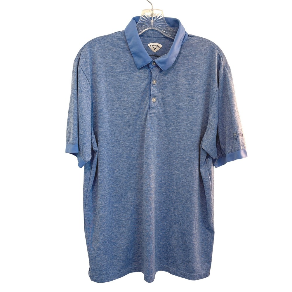 Callaway Golf Performance Polo Shirt Mens L Blue Heathered Short Sleeve Top